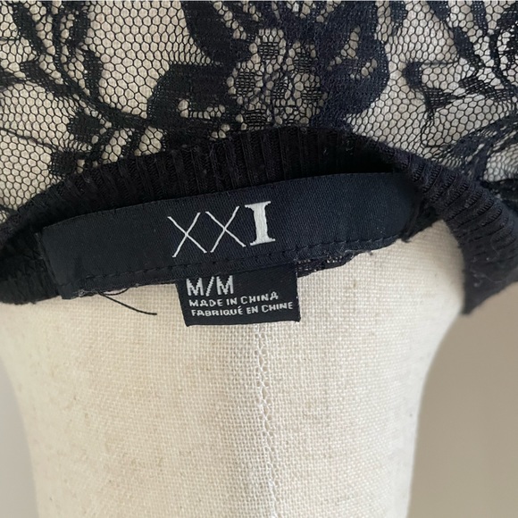XXI F21 Black Lace Long Sleeve Pocket Front Cardigan Sweater Medium - Picture 7 of 7